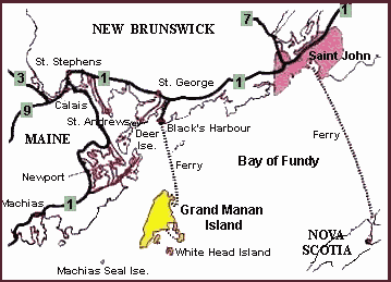 Location of Grand Manan Island in Bay of Fundy